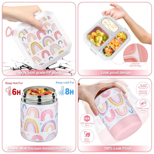 wiwens Bento Lunch Box for Kids with 12oz Soup Thermo Leak-Proof Lunch Food Container with 5 Compartment Thermo Hot Food Jar and Insulated Lunch... wiwens Bento Lunch Box for Kids with 12oz Soup Thermo Leak-Proof Lunch Food Container with 5 Compartment Thermo Hot Food Jar and Insulated Lunch...