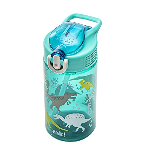 Zak Designs Kids Water Bottle For School or Travel, 16oz Durable Plastic Water Bottle With Straw, Handle, and Leak-Proof, Pop-Up Spout Cover...