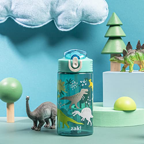 Zak Designs Kids Water Bottle For School or Travel, 16oz Durable Plastic Water Bottle With Straw, Handle, and Leak-Proof, Pop-Up Spout Cover...